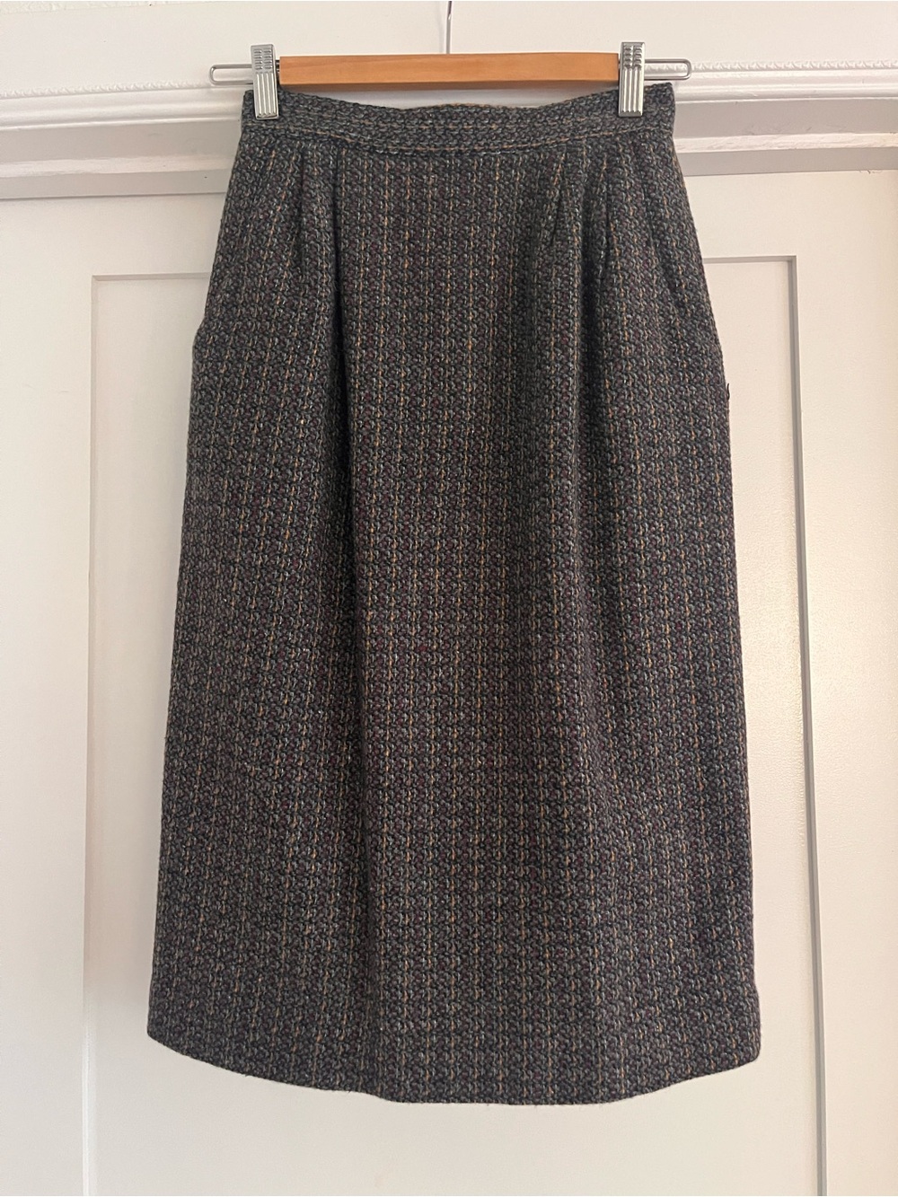 Vintage Toffs Wool-Blend Gray Tweed Pencil Skirt 24”